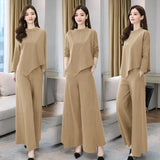 Plus Size New Style Women's Bell Bottoms Two-piece Suit Age-reducing Belly Covering Slimming Stylish Casual Elegant Skort