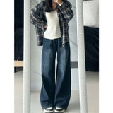 DERMEARNE Womens Jeans Baggy Jeans Y2k Retro  Loose Straight Leg Washed Denim High Waist Slimming Comfort Fit Long Pants For Women