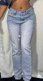 American Jeans Y2K Pants Womens Gothic Hip Hop Pocket Sequins Rhinestone Retro Blue Jeans Fashion Slim High Waist Trousers