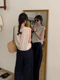 Loose Knitted Crop Tops Women Clothing Temperament Camis Sleeveless Hollow Out Backless Summer Tanks O Neck Fashion Y2k Vests