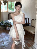 High Quality French Fashion Mini Dress For Women 2024 Summer Ladies Hotsweet Sleeveless Sexy Party Evening Dresses Vestidos