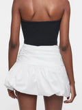 Women Y2k White Bubble Skirt High Waisted A-Line Puffy Mini Short Skirt Ruffle Hem Summer Pleated Balloon Skirts Streetwear