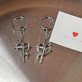 DERMEARNE Punk Style Dangle Earrings Unique Detachable Star Heart Drop Earrings Statement Jewelry Fashion Simple Hoop Earrings