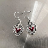 DERMEARNE New Harajuku Vintage Goth  Pink Peach Heart Drop Earrings For Women Grunge Punk Halloween Aesthetic Y2k Fairy Jewelry