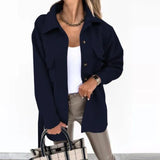 Women's Clothing Autumn and Winter New Fashion Commuter Strap Polo Collar Solid Color Woolen Coat