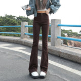 Women Flared Jeans Loose Denim Pants Bottom Straight High Waist Stretch Urban Female Flare Trouser Fashion  6 Color