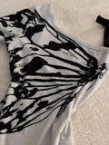 Dermearne Summer Sexy One Off Shoulder Y2k Aesthetic T-Shirts Streetwear Vintage Gray Printing Slim Tshirts Harajuku Bottoming Tops