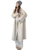 Korean Double-Breasted Long Coats Women Casual Loose Solid Lapel Woolen Coat Female Winter All-matching Chic Street Outwear