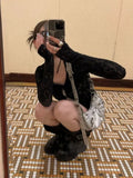 Y2k Aesthetic Lace Jacquard Women's Cardigan Harajuku Vintage Single Breasted Slim Tops Japanese Grunge Fashion Pull Femme Mujer