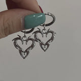 DERMEARNE Y2K Accessories Hoop Earrings Korean Fashion Thorn Heart Earrings for Women Punk Charm Jewelry Goth