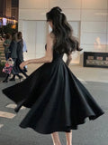 French Midi Dresses for Women New Summer Elegant Spaghetti Strap Female Clothes Evening Party Dress Prom Robe One Piece Vestido