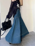 Long High Waist Versatile Fishtail Denim Skirt Woman