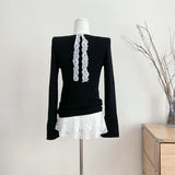 Autumn Winter Women Korean Y2k Two Piece Sets Jumper Sweater Long Sleeve Coquette Knitwears Stylish 2000s Aesthetic Gyaru Chic