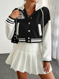 Women 2024 New Autumn Winter Jacket Coat European Women's Color Matching Jacket Single-Breasted Lettered Baseball Outfit Coat
