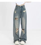 DERMEARNE Distressed High Waist Loose Womens Jeans Ripped Pants Relaxed Fit Casual Trousers Baggy Wide Streetwear Fashion Women's pants