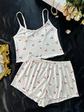 Girls Cute Homewear Underwear Thin Casual Night Sleepwear Nightwear Top and Panty Set