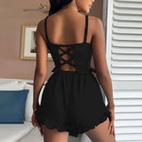 Summer Women's Pajamas Set 2 Suspenders Pajamas Homewear Soft Pajamas Solid Color Sexy Shorts Women's Ventilate Casual Sleepwear