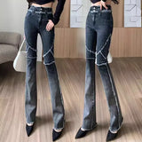 2024 High Waisted Flare Jeans Fashion Casual Boot Cut Bottoms Boyfriend Denim Pants For Women Woman Streetwear Wide Leg Trousers
