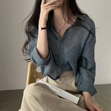 Shirt Blouse Simple Thin Pure Color Anti-UV Shirt Anti-fade Shirt Top Women Solid Color Sun Protection Shirt Streetwear