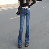 Women Flared Jeans Loose Denim Pants Bottom Straight High Waist Stretch Urban Female Flare Trouser Fashion  6 Color