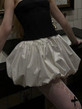 Women Y2K Bubble Skirt High Waist Ruffle Hem A Line Pleated Mini Short Skirt Teen Girls Puffy Short Skirts Streetwear