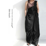 Original Japanese Autumn Fashion Loose Comfortable Single Shoulder Backless Pants Pants Waist Cotton Fabric Women Trousers
