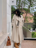 Grey Double Breasted Woolen Coat for Women Fashionable and Simple Temperament Design Sense Medium to Long Woolen Coat