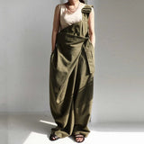 Original Japanese Autumn Fashion Loose Comfortable Single Shoulder Backless Pants Pants Waist Cotton Fabric Women Trousers