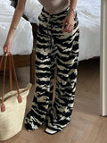 Casual Zebra Print Loose Women's Trousers Harajuku Aesthetic Vintage Bottoms Korean Streetwear Casual Y2K Pants
