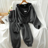 Women Hooded Tracksuit Sports 3 Pieces Set Sweatshirts Pullover Hoodies Pants Suit Home Sweatpants Trousers Outfits 2023