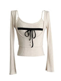 2024 Fall Winter Woman Korean Fashion Two Piece Sets Cropped Sweater Pullovers Tops Jumper Design Gyaru Knitwears 2000s Tide