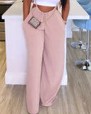 Casual Pink Overalls for Women 2024 Summer Sleeveless Drawstring Wide Leg Suspender High Waist Pocket Design Women's Jumpsuit