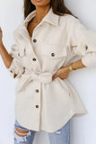 Women's Clothing Autumn and Winter New Fashion Commuter European and American V-neck Strap Solid Color Woolen Jacket