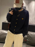 DERMEARNE Women's boutique high-end round neck sweater knitted cardigan embroidered sweater long sleeved new cashmere sweater
