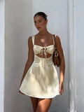 Sexy Hollow Out Bandage Women's Mini Dress Elegant Spaghetti Strap Evening Dresses Female Summer Elegant Party Clubwear Vestidos
