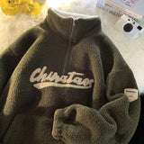 Y2K New American Letter Embroidered Lambswool Collar Cotton-Padded Jacket Trend Street Hip-Hop Loose Casual Joker Couple Coats