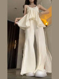 Summer New Sweet Ladies Elegant Women Matching Set Sexy Solid Color Slim Woman Matching Set Simple Basic Fashion Sleeveless Set