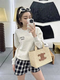 Light Luxury Pure Cotton Comfortable Breathable Women's Crew Neck Pullover Long Sleeve Letter Print Sweatshirt Neutral Top