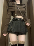 Y2k Sexy Knitted New 2 Piece Set Women Korean Sweet High Street Skirts Suit Female Off Shoulder Sweater + Mini Skirt Pants 2024