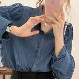 Elegnat Vintage Long Sleeve Shirt Woman Korean Office Ladies Blouses Female Casual Basic Old Money Style Aesthetic Spring