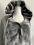 Women's Zip-up Hoodie Retro Hip hop Graffiti Print Hooded 2000s Clothes Sweatshirts Aesthetic Y2k Goth Streetwear Female Grunge