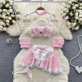 Women Lolita Summer Mini Dress Y2k Servant Low Cut Lace Patchwork Mini Dress Birthday Cocktail Role Play Maid Short Dresses
