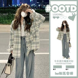 XEJ Plaid Shirt Elegant and Youth Woman Blouses Camisa Denim Women's Shirt 2023 New Blouse Korean Style Women's Clothing Spring
