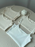 Dermearne Floral Eyelet Bow Cotton Crop Tops Summer Lace Trim Sleeveless Slim Tank Top Women Preppy Style Sweet Camisole Y2k Clothes