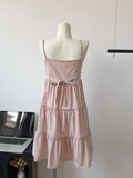 New Design Print Pink Spaghetti Strap Dress All-Match Elegant Temperament Sexy Prom Gown Sweet Bow A-Line Dress Cozy Streetwear