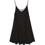 Dermearne Women's Plus Size 2024 Spring Summer Suspender Sexy Dress, Oversize Female Solid Color Chiffon Cross Belt Backless Party Dresses