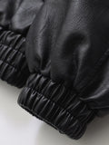 Streetwear Women Retro Loose Short Pu Faux Leather Jacket Spring Autumn Female Zipper Coat Vintage Moto Biker Outwear