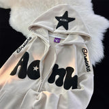 Y2K Vintage Embroidered Hoodies Women Harajuku Hooded Zipper Sweatshirts Hip Hop Patchwork Long Sleeve Jacket Coats Streetwear