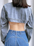 Vintage Long Sleeve Crop Denim Jacket Women 2024 Fashion Jeans Bomber Jackets Cardigan Coat Spring Casual Coats Clothes