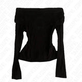 DERMEARNE Sexy Punk Y2k Long sleeve Crop Top One shoulder Harajuku Grunge Goth Pullover Streetwear Hip Hop Baby Tee Retro Fashion Top EMO